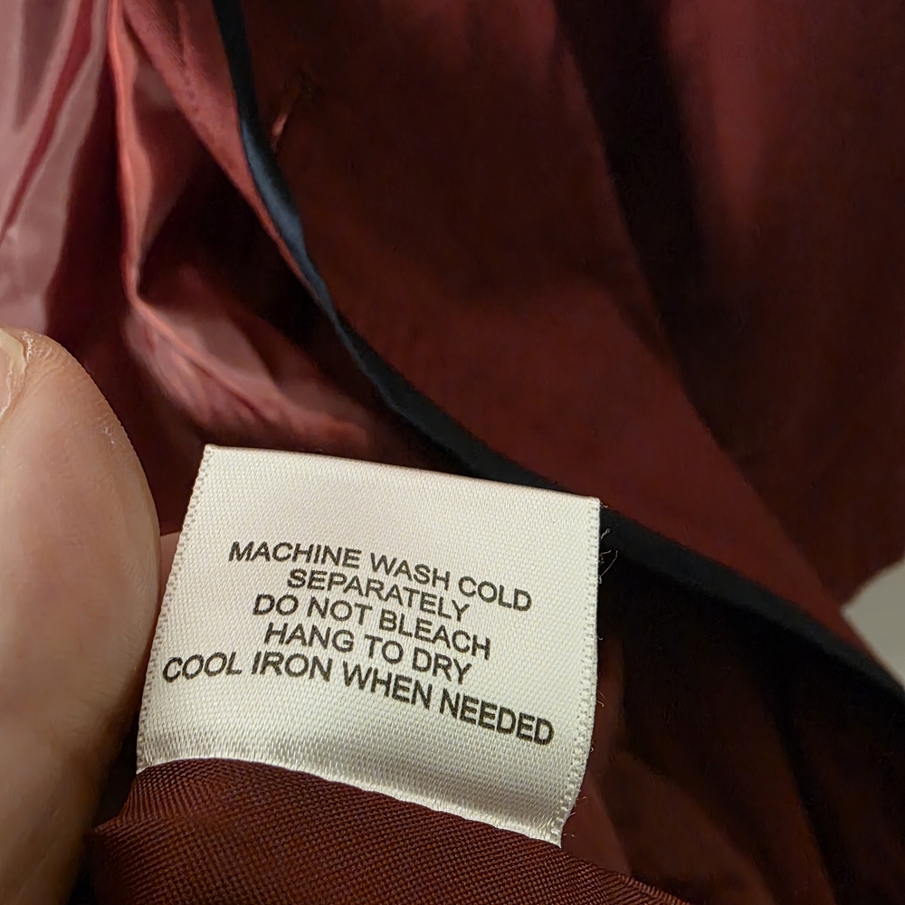 ModCloth Burgundy Trench Coat Belted Jacket Navy Piping Vintage Inspired - Picture 8 of 8
